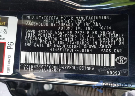 2015 Toyota Camry Le z USA, uszkodzony, nr VIN 4T4BF1FK8FR450469